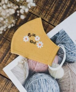 Bee Kind Hand Embroidery Natural Linen FaceMask