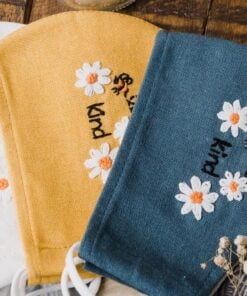 Bee Kind Hand Embroidery Natural Linen FaceMask