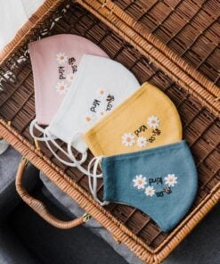 Bee Kind Hand Embroidery Natural Linen FaceMask