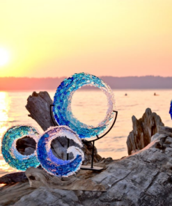 Ocean Wave Fused Glass Sculpture