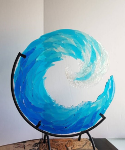 Ocean Wave Fused Glass Sculpture