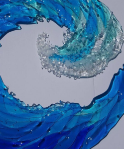 Ocean Wave Fused Glass Sculpture