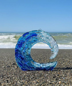 Ocean Wave Fused Glass Sculpture