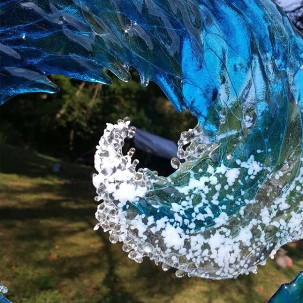 Ocean Wave Fused Glass Sculpture