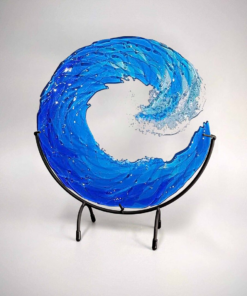 Ocean Wave Fused Glass Sculpture