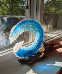 Ocean Wave Fused Glass Sculpture