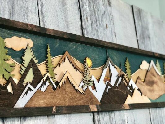 Handmade Wood Mountain Wall Art