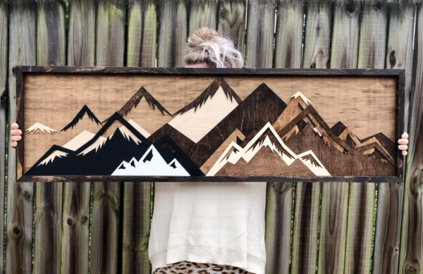 Handmade Wood Mountain Wall Art