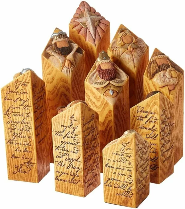 (🎄CHRISTMAS HOT SALE-50% OFF)Heaven Nativity Tree Pillar Statues Set（9Pcs）