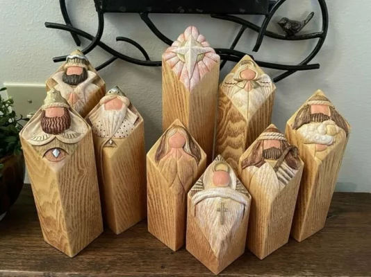 (🎄CHRISTMAS HOT SALE-50% OFF)Heaven Nativity Tree Pillar Statues Set（9Pcs）