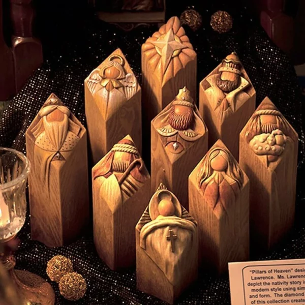 (🎄CHRISTMAS HOT SALE-50% OFF)Heaven Nativity Tree Pillar Statues Set（9Pcs）