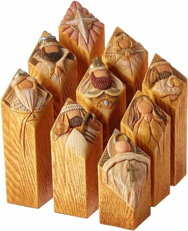 (🎄CHRISTMAS HOT SALE-50% OFF)Heaven Nativity Tree Pillar Statues Set（9Pcs）