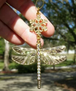 Snowflake Dragonfly Glittering Christmas Ornament