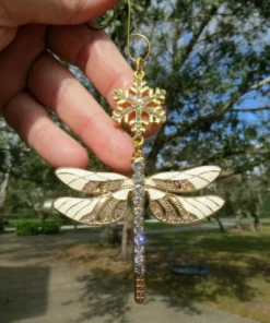 Snowflake Dragonfly Glittering Christmas Ornament