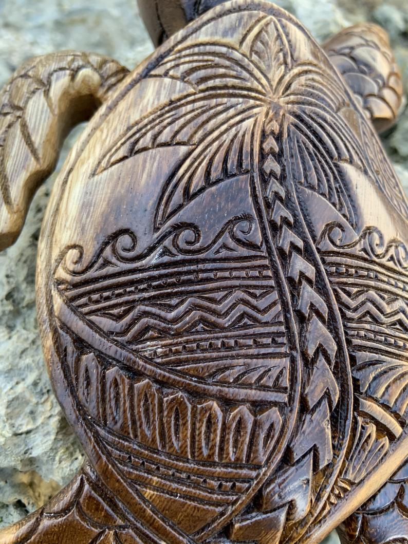 Hawaiian Turtle Wood Carving Made In Hawaii Wowelo