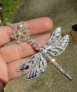 Snowflake Dragonfly Glittering Christmas Ornament