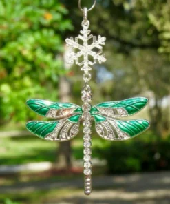 Snowflake Dragonfly Glittering Christmas Ornament