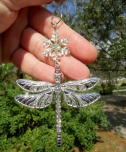 Snowflake Dragonfly Glittering Christmas Ornament