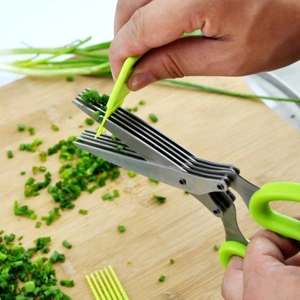 1pc Stainless Steel Food Scissors, Multi-layer Vegetable Scissors