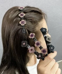 Sparkling Crystal Stone Braided Hair Clips