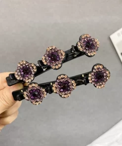 Sparkling Crystal Stone Braided Hair Clips