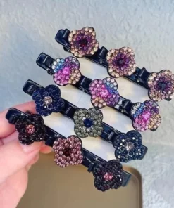 Sparkling Crystal Stone Braided Hair Clips