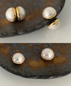 Vintage Pearl White Onyx Earrings