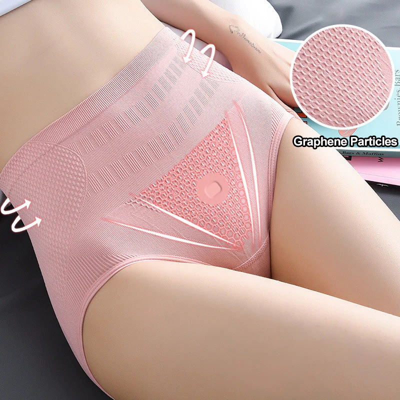 Women's High Waisted Belly Tightening And Hip Lifting Graphene Underwear  For Tightening And Shaping (bean Sand Color)