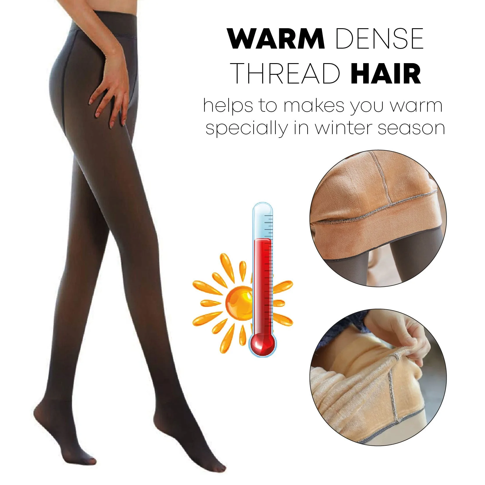 Thermal Fleece Lined Fake Translucent Pantyhose - Wowelo - Your Smart  Online Shop