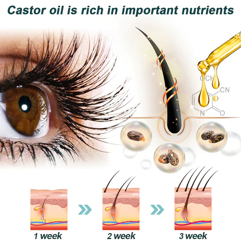 Oveallgo™ 100% Natural Castor Oil Eyelash Eyebrow and Hair Volume Growth Serum