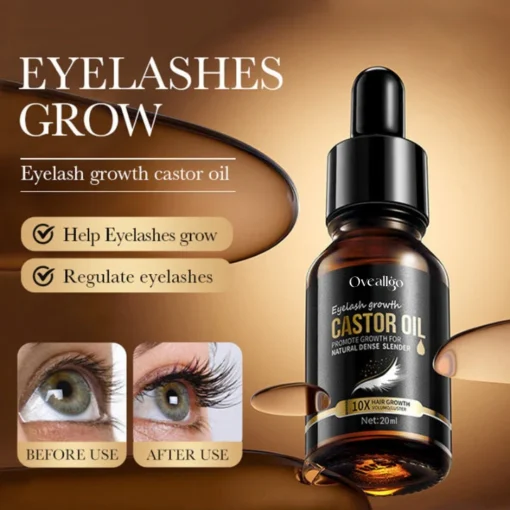 Oveallgo™ 100% Natural Castor Oil Eyelash Eyebrow and Hair Volume Growth Serum