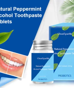 CleanSparkle™ Natural Peppermint Alcohol Toothpaste Tablets