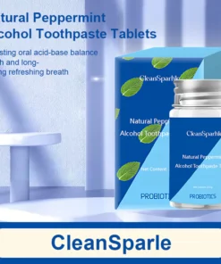 CleanSparkle™ Natural Peppermint Alcohol Toothpaste Tablets