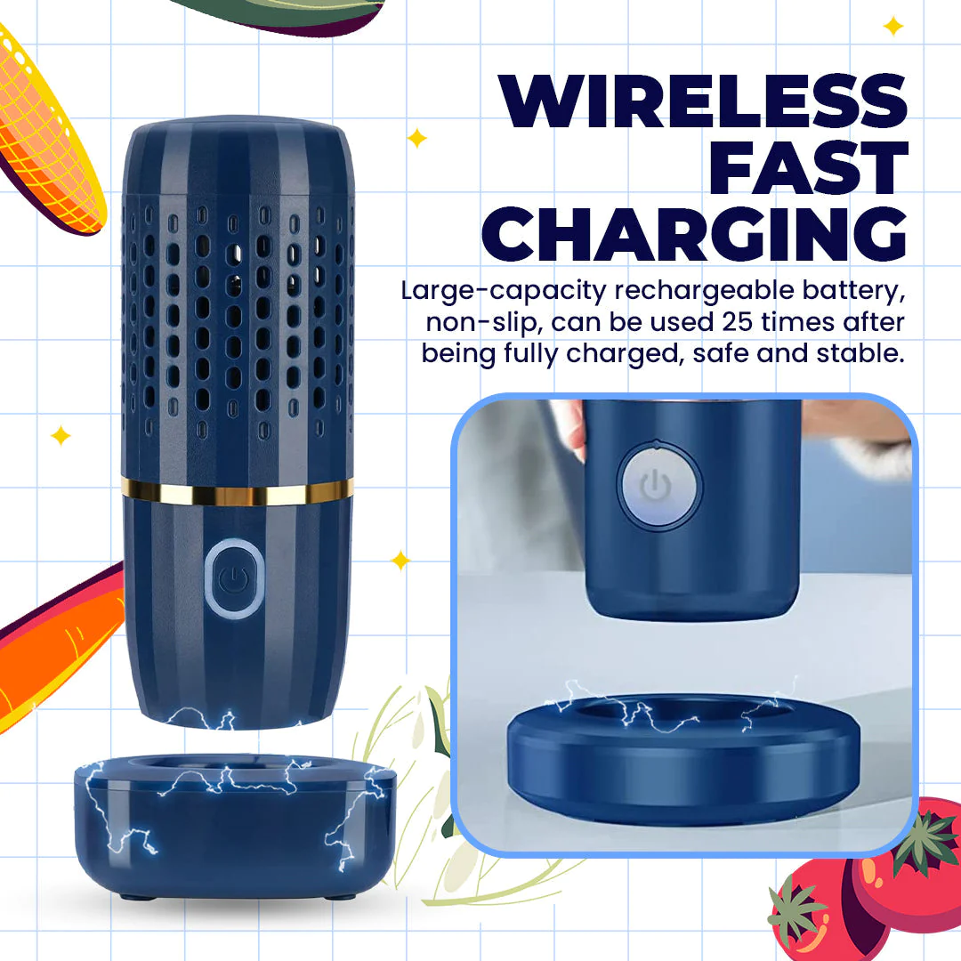 1PC Blue Portable Fruit and Vegetable Cleaner Wireless Vegetable Purifier  Fruit Cleaning Machine Automatic Household Water Food,Fruit and Vegetable  Washing Machine, Mini Food Purifier Portable Fruit Vegetable Washing Machine  Wireless Food Purifier