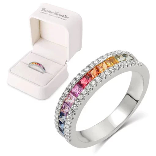 GFOUK ™ Calliope Rainbow Tourmaline Lymphvital Spin Ring