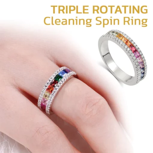 GFOUK ™ Calliope Rainbow Tourmaline Lymphvital Spin Ring