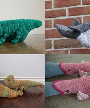 Knit Crocodile Socks and his friends