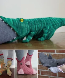 Knit Crocodile Socks and his friends