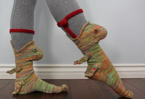 Knit Crocodile Socks and his friends