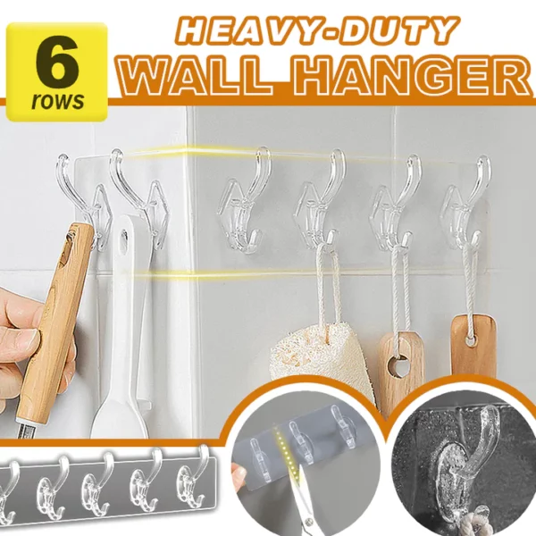 Trimmable Wall-Mounted 6-Hook Rack