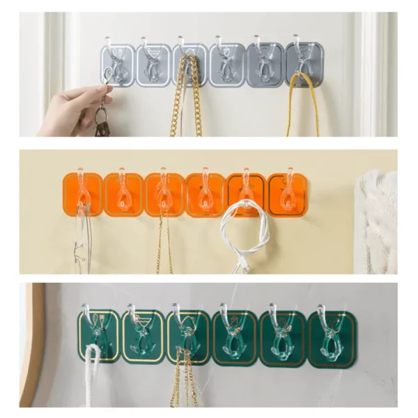 Trimmable Wall-Mounted 6-Hook Rack