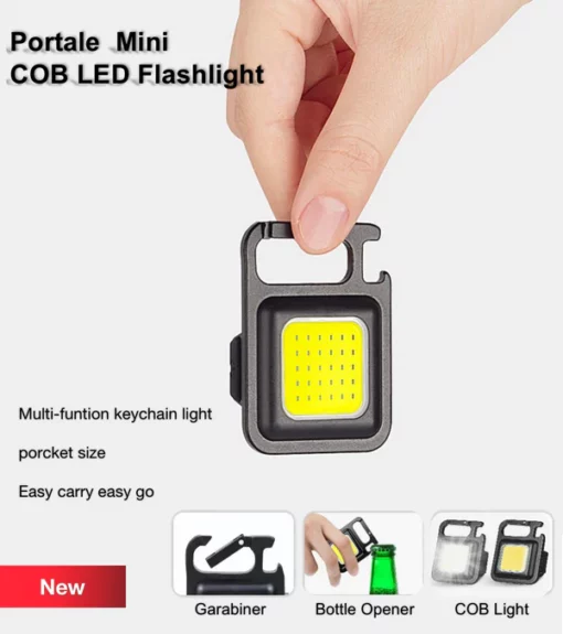 Seurico™ Portable Flashlight Keychain Mini LED Light Glare COB USB Charging