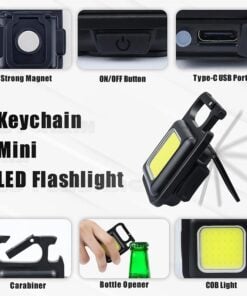 Seurico™ Portable Flashlight Keychain Mini LED Light Glare COB USB Charging