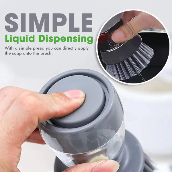 Automatic Pressing Cleaning Brush Soap Dispensing Metal Scrub Liquid  Storage Tank Sponge Scrubber Dishwashing Pot Kitchen Tools
