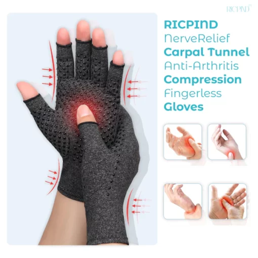 RICPIND NerveRelief Carpal Tunnel Anti-Arthritis Compression Fingerless Gloves