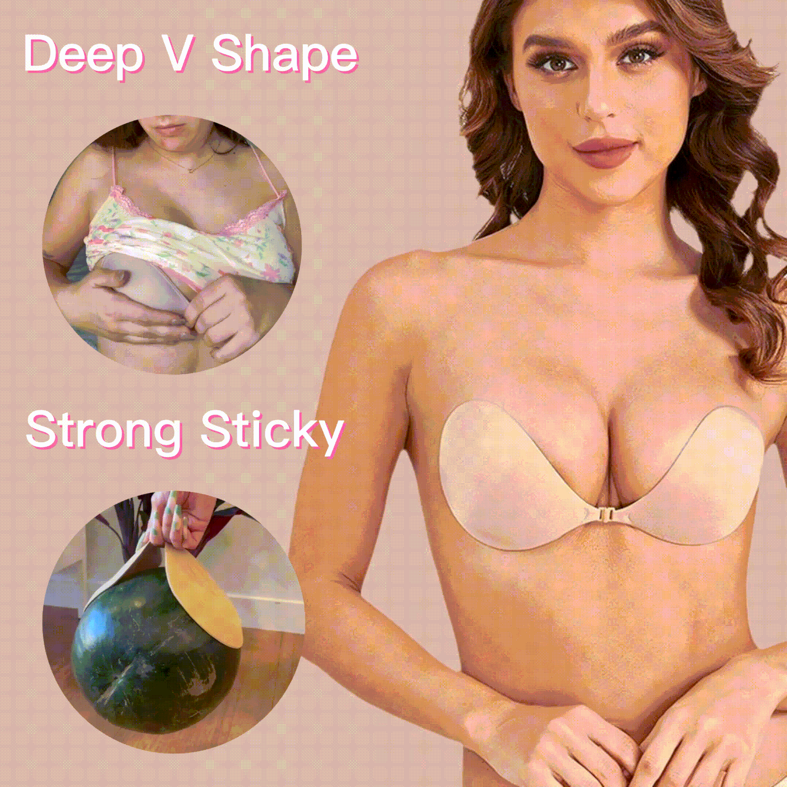 ADHESIVE BRA BACKLESS STRAPLESS REUSABLE STICKY INVISIBLE PUSH UP BRA -  Wowelo - Your Smart Online Shop