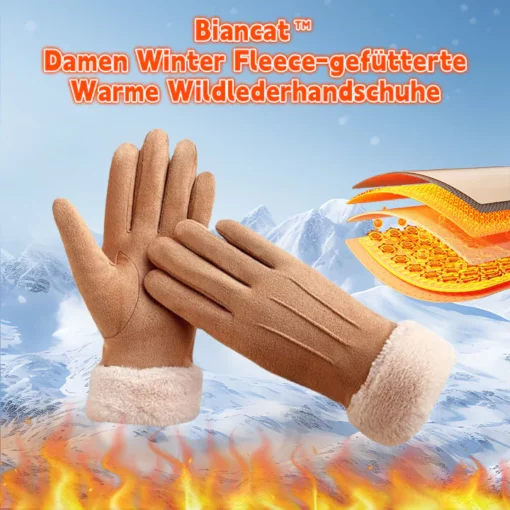 Biancat™ Damen Winter Wolle-gefütterte Warme Wildlederhandschuhe