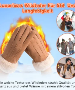 Biancat™ Damen Winter Wolle-gefütterte Warme Wildlederhandschuhe