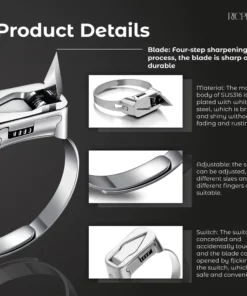 RICPIND Stainless Steel Hidden Blade Defence Ring