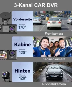 Seurico™ Drei-Kanal Dash Cam mit IR Nachtsicht und G-Sensor